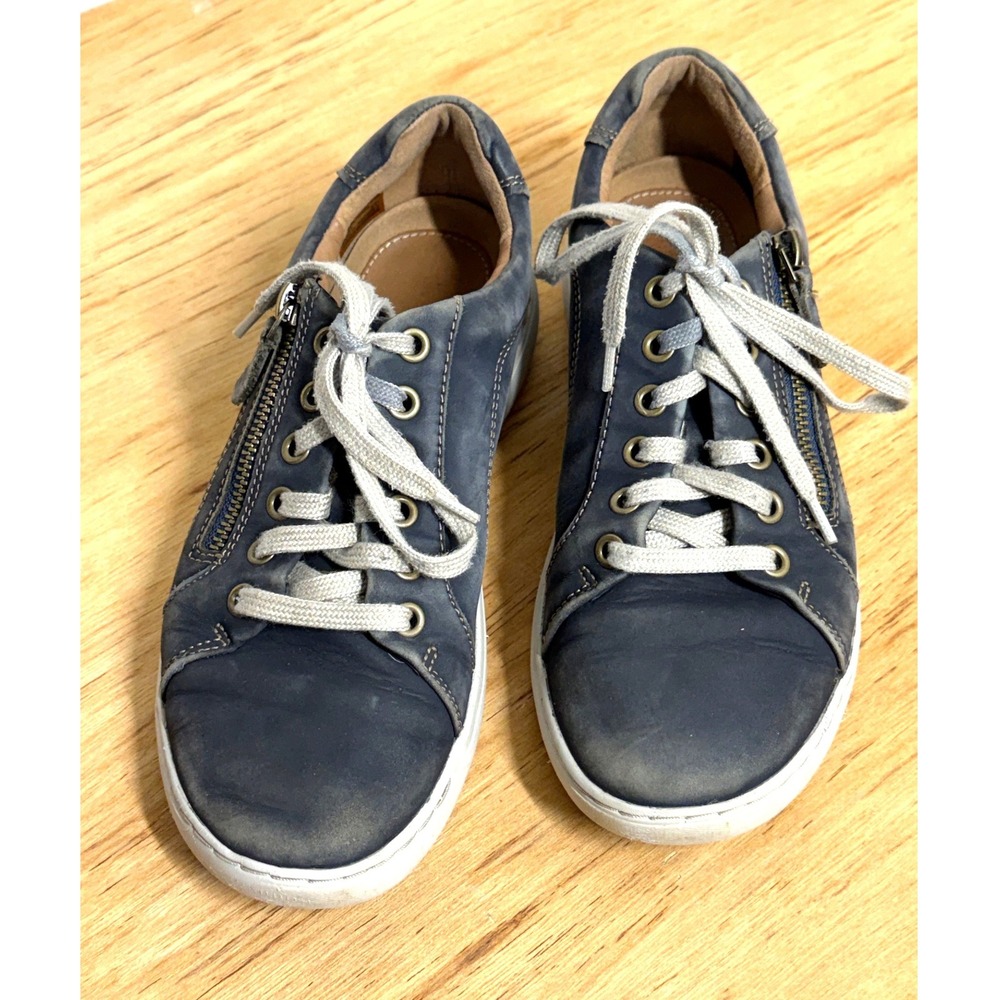 Clarks Un Rio Zip Navy Blue Nubuck Leather Sneakersโ Womens 7 W Wide